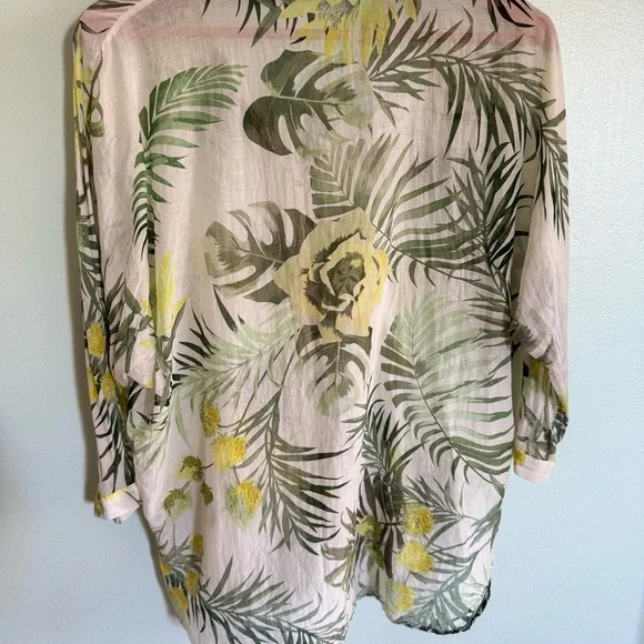 Massimo Dutti Green and Yellow Floral Button-Down Shirt - Picture 4 of 5